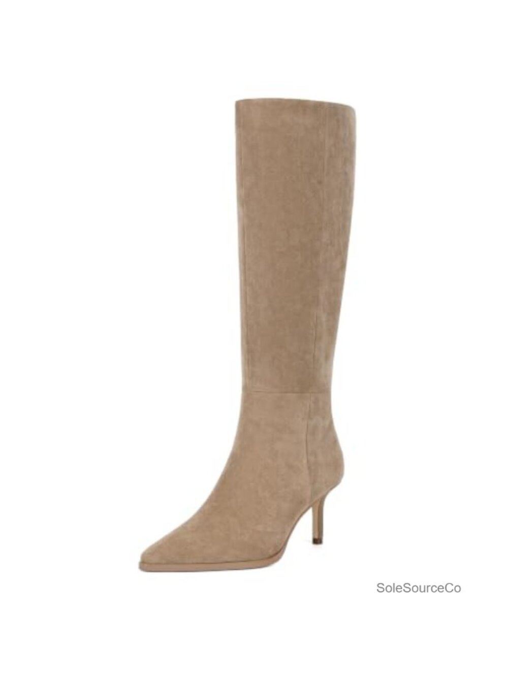 Knee High Boots Pointed Toe Stiletto Heel Faux Suede Side Zipper